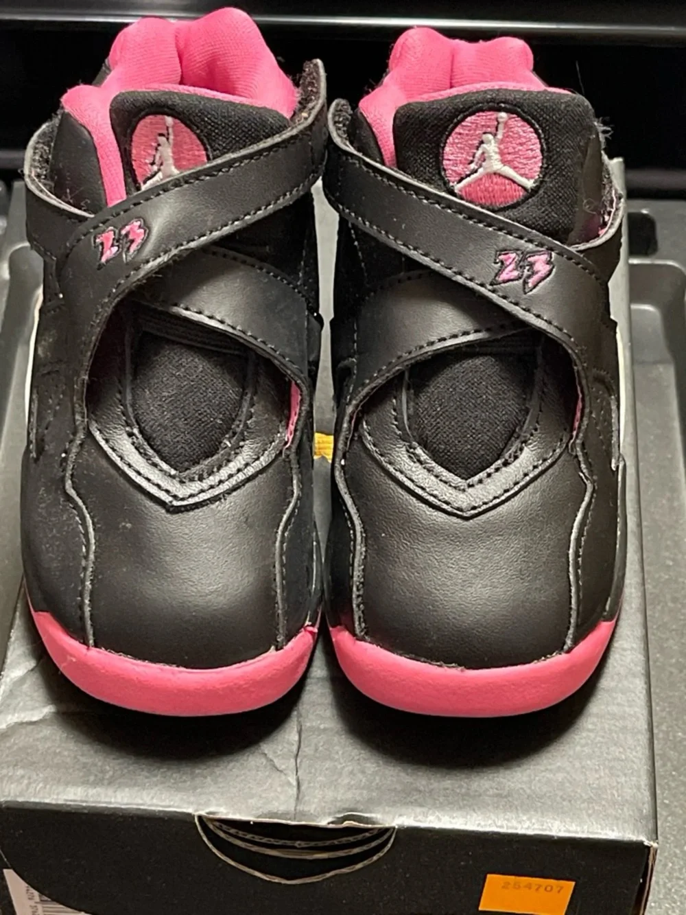 Jordan Kids Black and Pink Velcro Strap Sneakers